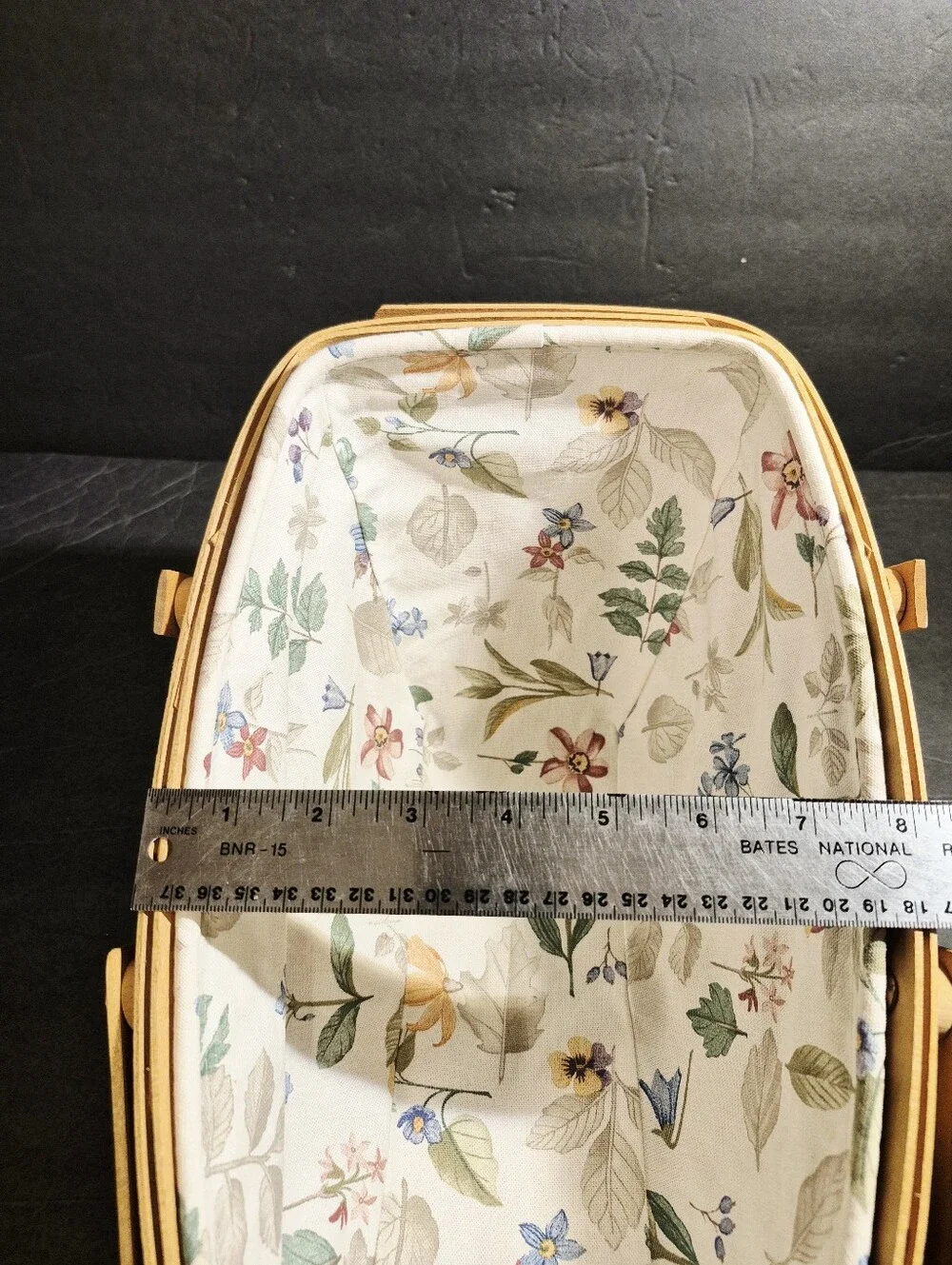 Longaberger Medium Vegetable Basket Combo With Floral Cloth And Plastic Liner